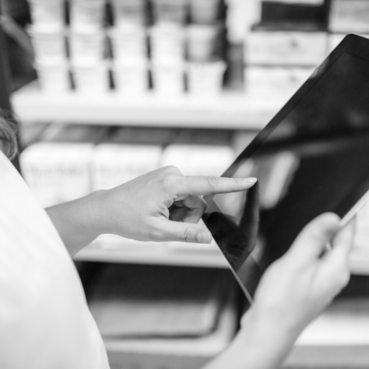 Pharmacist using tablet